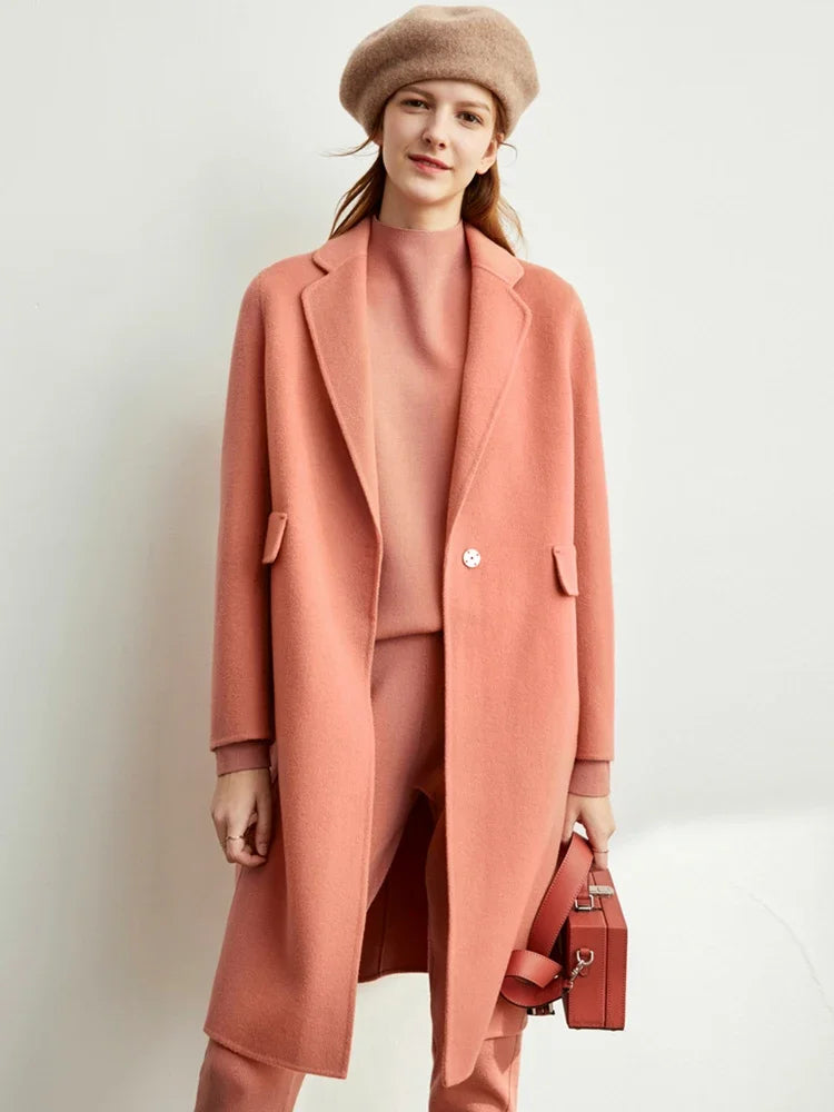 Damen Wollmantel aus 100 Prozent Wolle für den eleganten Winterlook