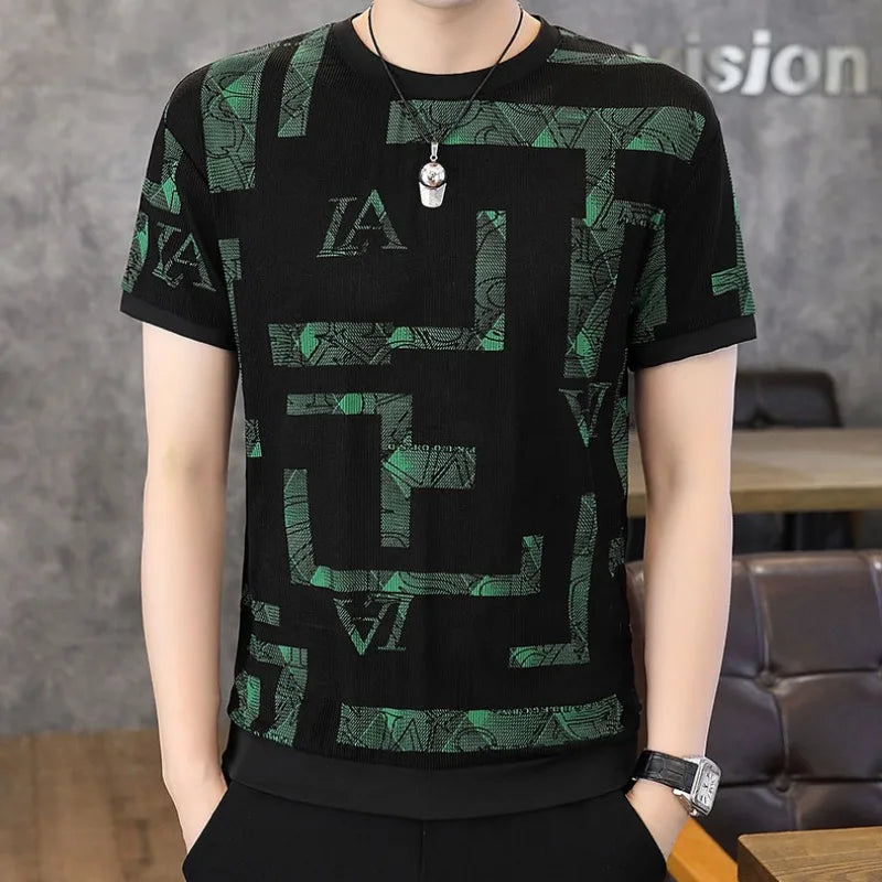 Herren T-Shirt aus Eis-Seide mit lässigem Rundhalsausschnitt für den Sommer