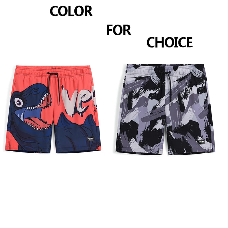 Sommerliche Herren-Badeshorts aus Polyester mit schnelltrocknendem Druck und Mesh-Innenfutter – ideal für Strand und Sport in großen Größen.