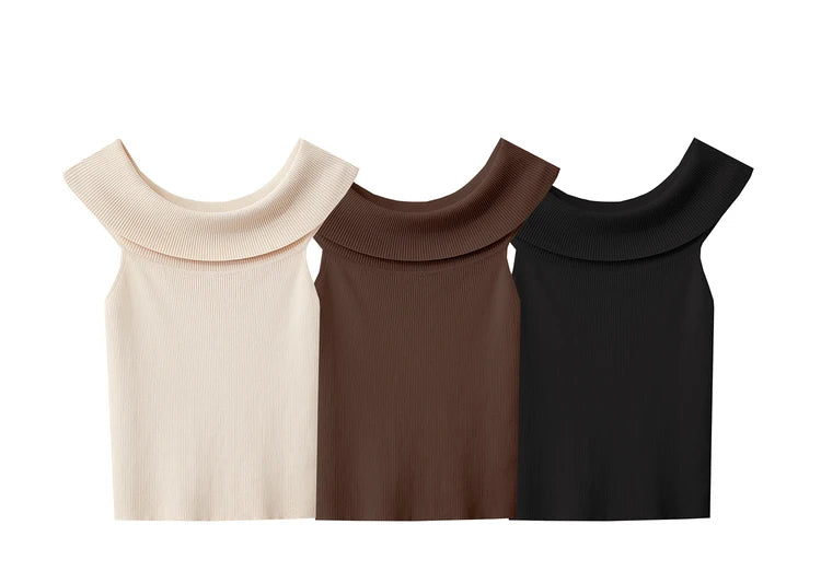 Damen Strickpullover im minimalistischen Stil mit schickem Slash Neck Design