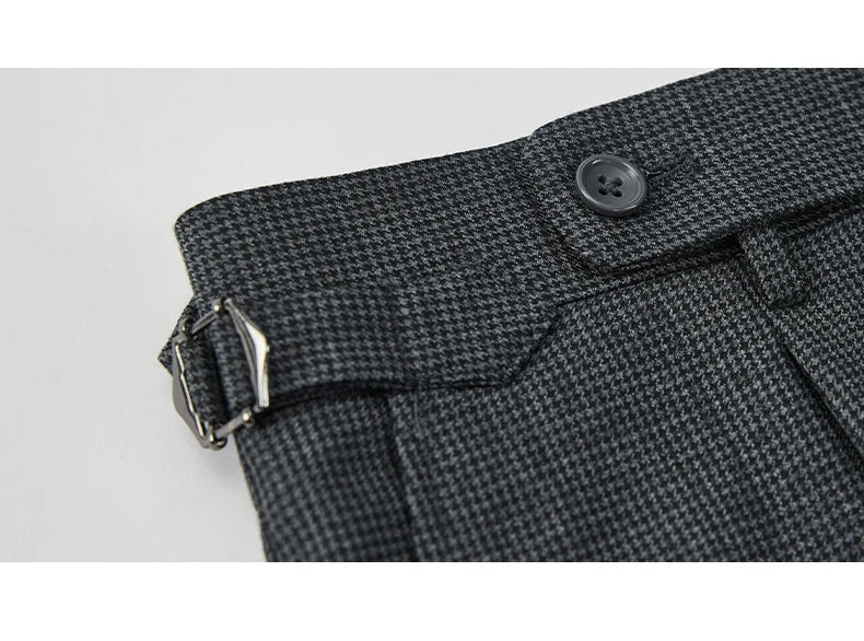 50 % Wolle Herrenanzüge Hosen klein grau kariert Korea Casual Style Frühling Hochzeit Bräutigam tragen Mode Gentleman täglich Luxus Hosen