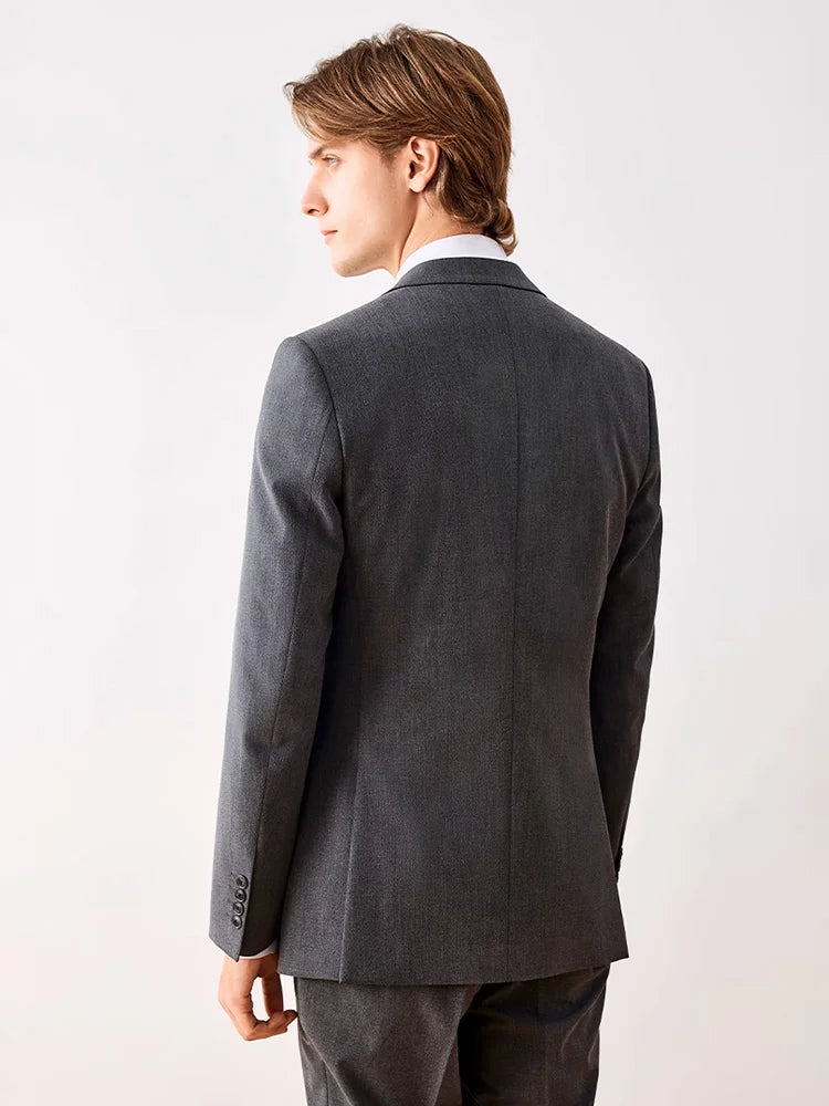 Herrenanzug-Set mit Blazer und Hose, dünner Stoff, lässiger Stil, ideal für Frühling und Herbst, in Khaki oder Schwarz, einreihig, perfekt für Hochzeiten und festliche Anlässe.