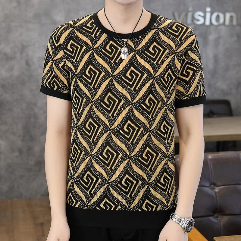 Herren Kurzarm T-Shirt im luxuriösen Retro-Stil für Sommer und Streetwear
