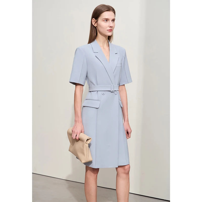 Minimalistisches Blazer Kleid Für Damen Elegant Mit Gürtel