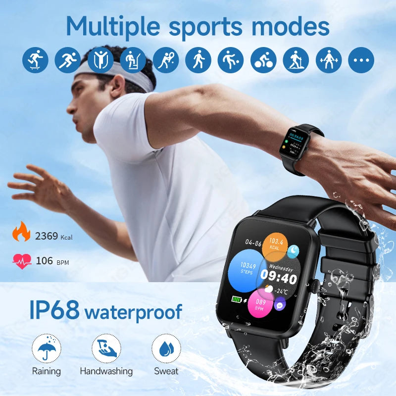 LIGE Bluetooth Anruf SOS Smart Uhr männer Sport Fitness Herz Rate Monitor IP68 Wasserdicht Neue Smartwatch Für Android IOS 2025