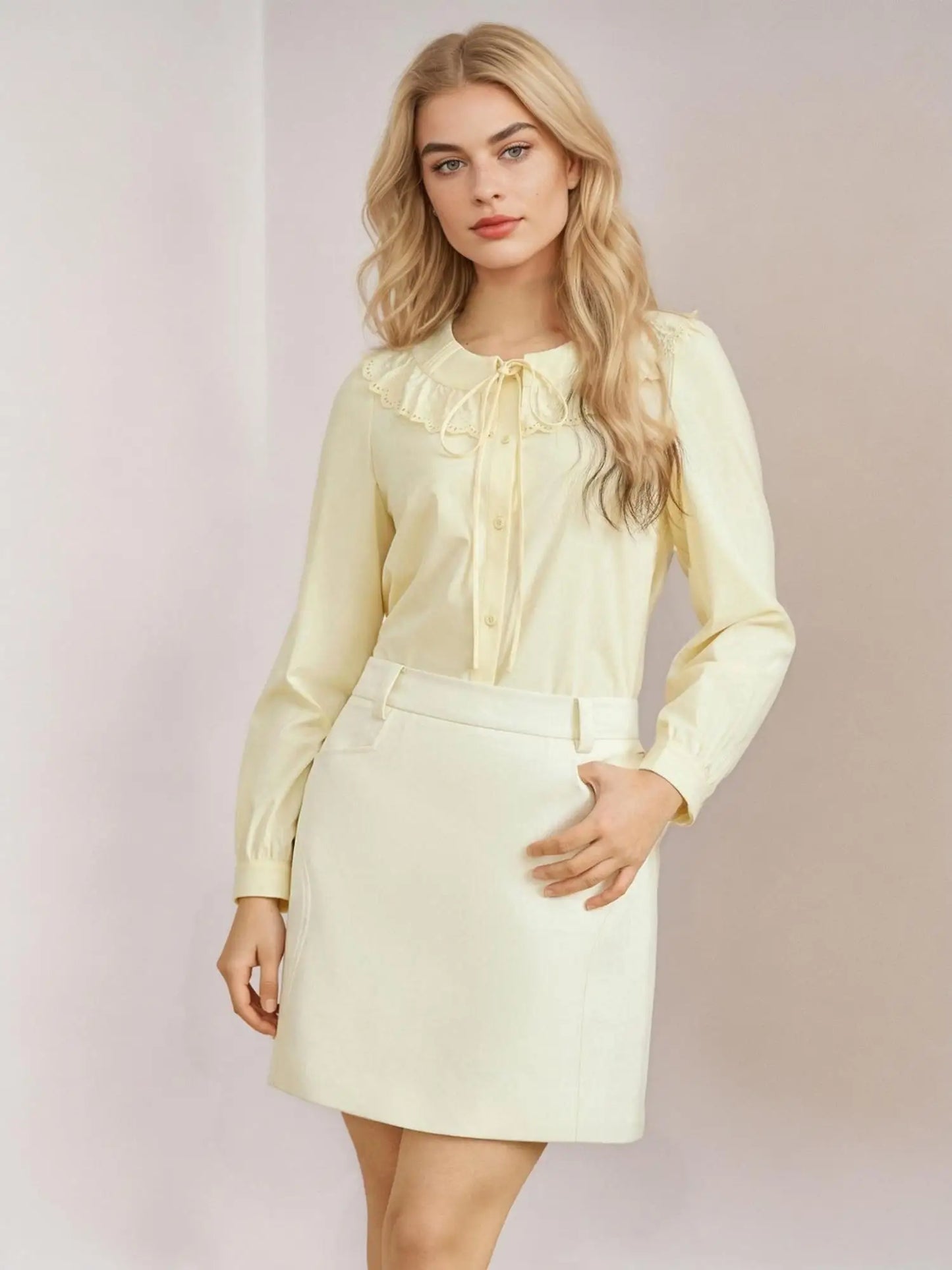 Zweiteilig tragbares Damen-Feinstrick-Top mit Doppelkragen im Casual-Stil – ideal für den Herbst