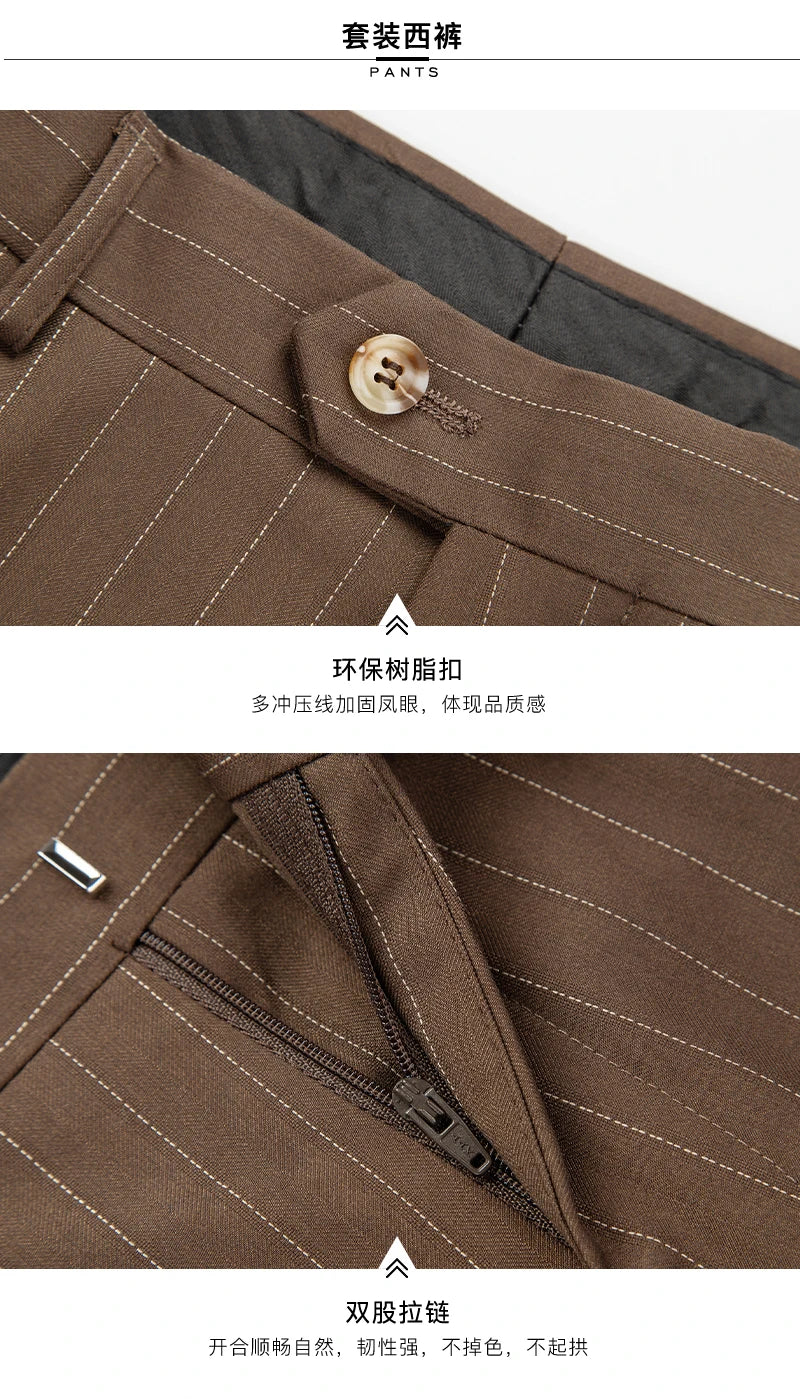 Klassischer 3-teiliger Anzug: Gestreiftes Business-Outfit für Hochzeiten und Events, Slim Fit, S-5XL