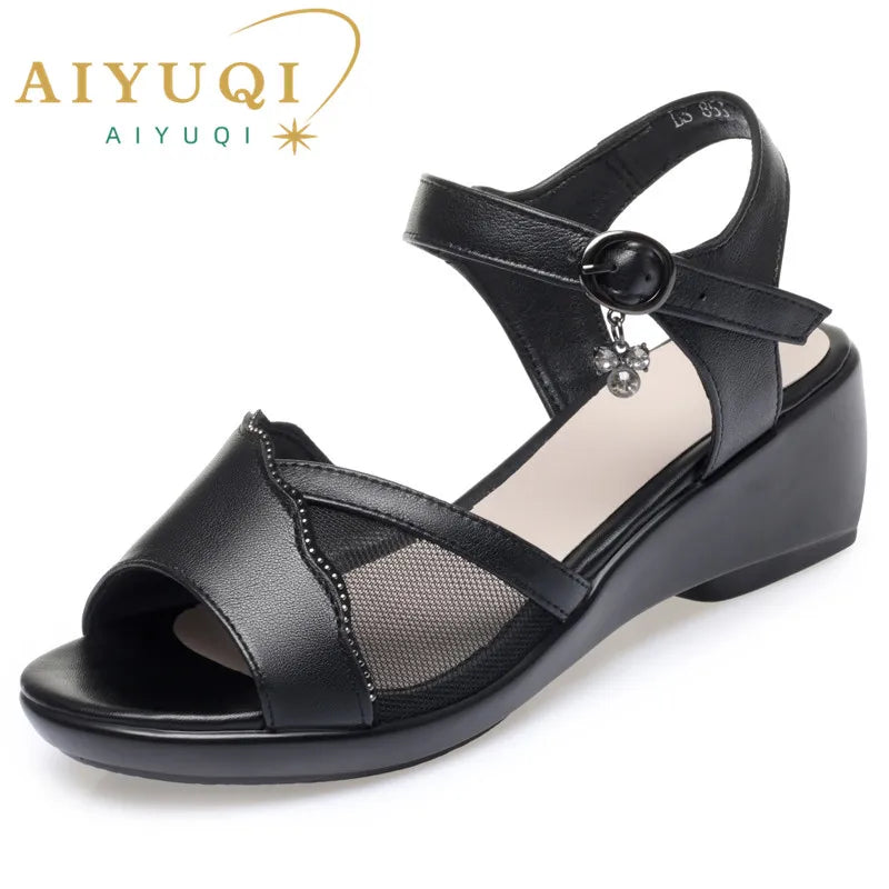 Damen Rom Sandalen Echtes Leder Keil Gr. 41-43