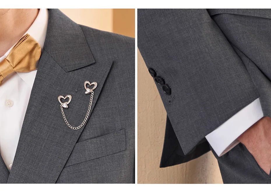 Schmal geschnittener Herrenanzug-Blazer mit grauen Streifen und 2-Knopf-Einreiher – ideal für Partys und Hochzeiten, Größe 48