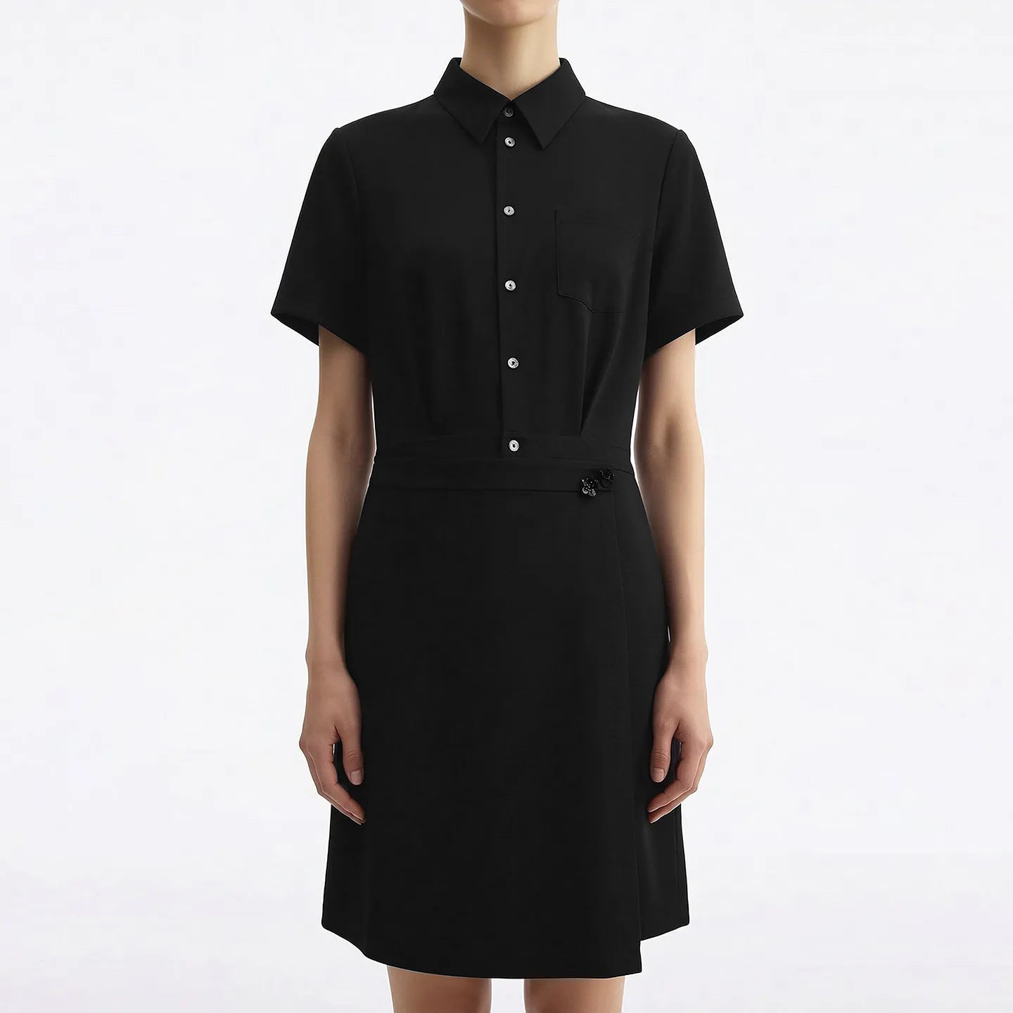 Elegantes Damen Midikleid Mit Reverskragen Und Stretch
