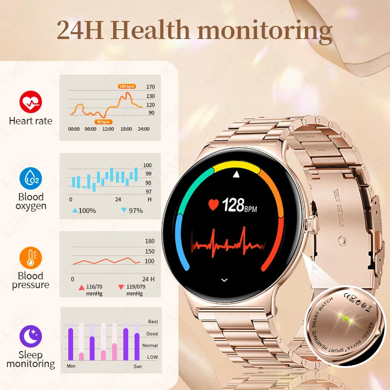 Männer und Frauen Smartwatch mit Fitness Tracker und Blutdruck Monitor