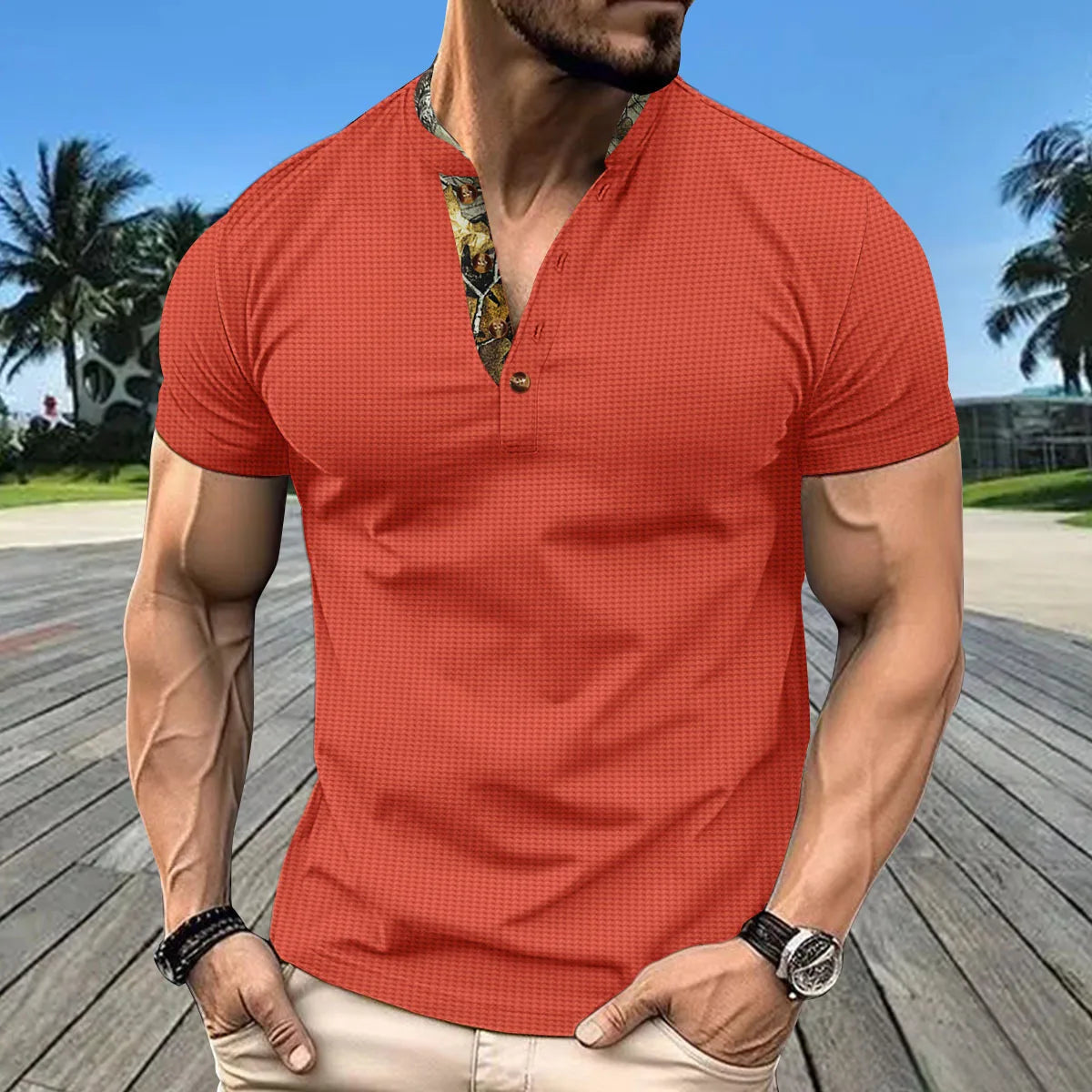 Herren-Polo-T-Shirt mit kurzen Ärmeln und Knopfleiste – große Größen, ideal für den Sommer