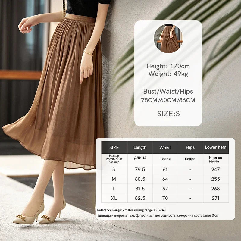 Damen A-Linie Rock mit Falten-Detail und elastischer Taille für Herbst