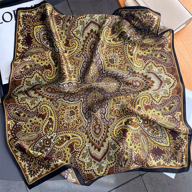 Damen Seidenschal Blumenprint quadratisch Halstuch Hijab Bandana Frühling