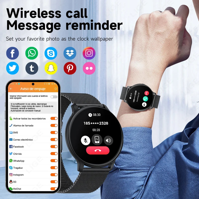 LIGE SOS Smartwatch 1,39 Zoll HD Sprachassistent Bluetooth Anruf Sport Fitness Smart Watch Männer Frauen Für Android IOS 2025 Neue