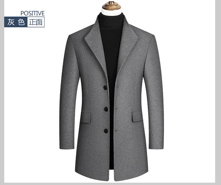 Eleganter Wollmantel für Herren – Herbst & Winter