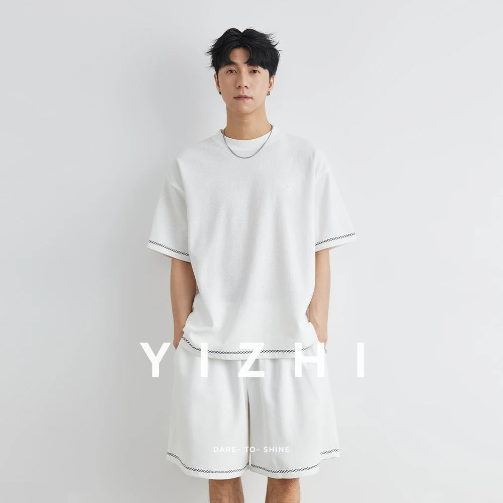 Herrenanzug für den Sommer 2025 mit lockeren atmungsaktiven T-Shirt-Shorts Sets