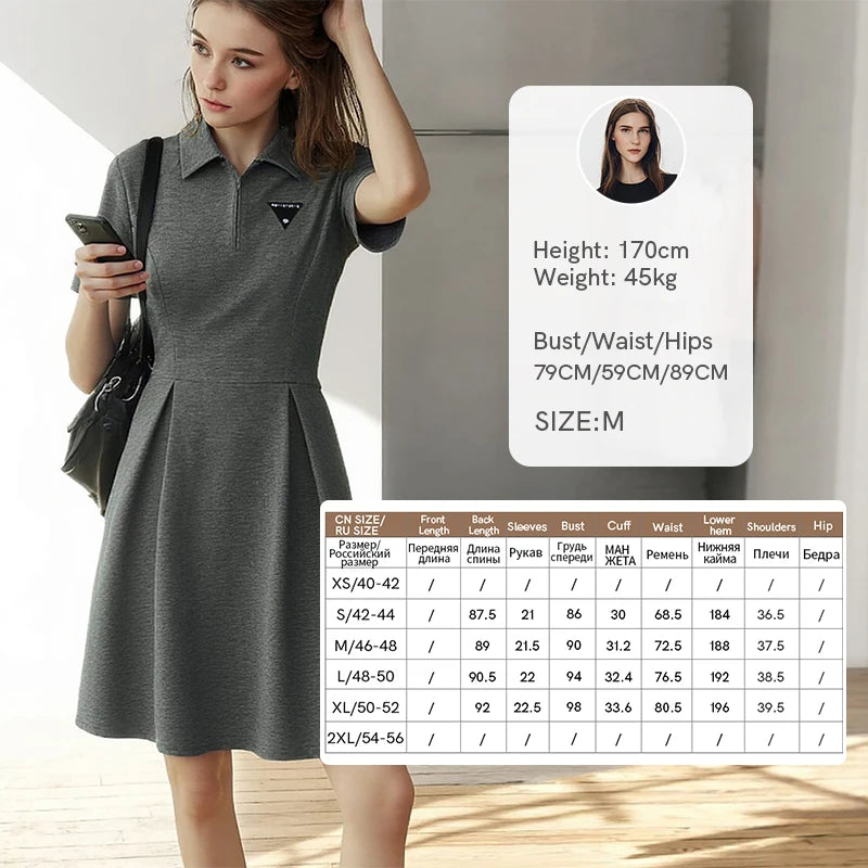 Stilvolles Polokragen Minikleid Für Damen Tailliert Und Bestickt