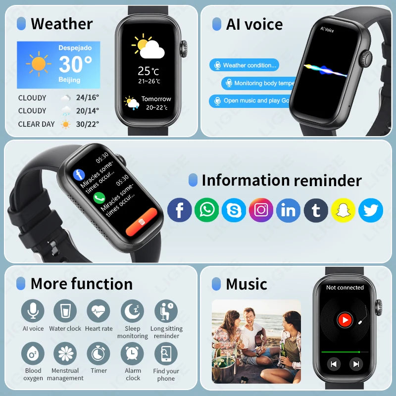 Herren Fitness-Smartwatch mit über 100 Sportmodi und Anrufannahme