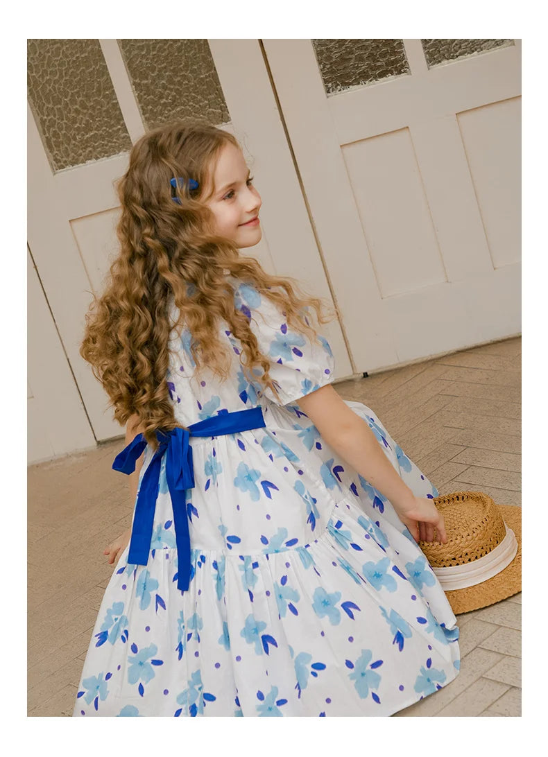 Prinzessinnen-Kleid für Mädchen in Lila mit Patchwork-Design – Sommermode für Kinder von 3 bis 14 Jahren