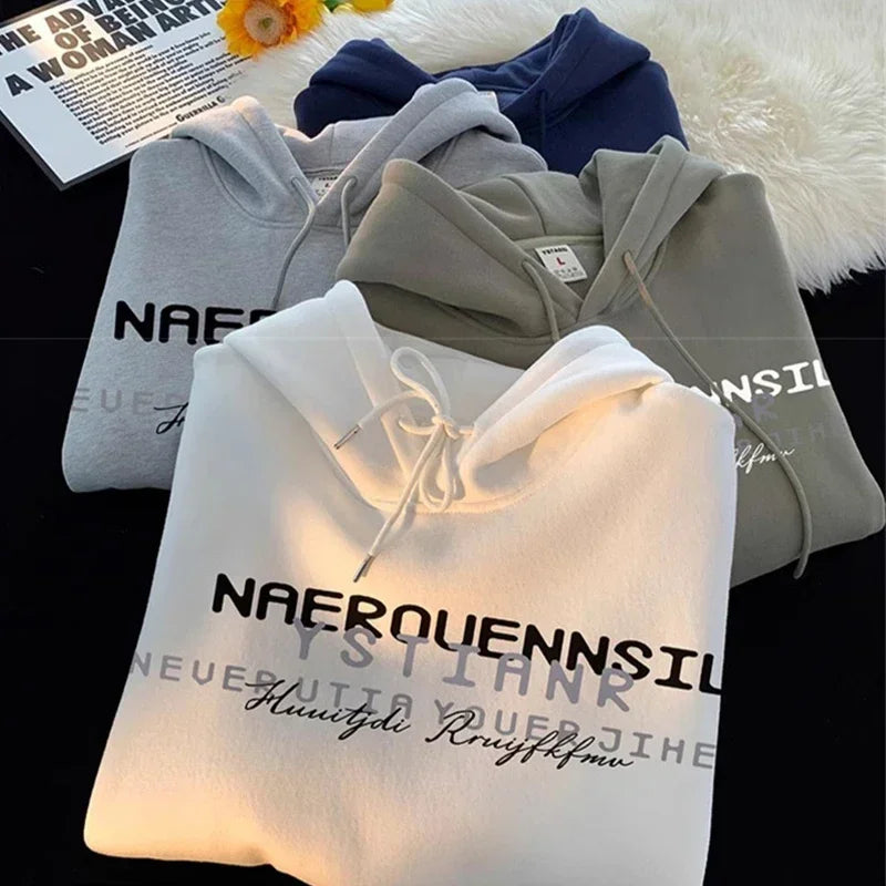 2025 neue Männer High Street Brief Gedruckt Mit Kapuze Sweatshirts Casual Lose Vintage Hip Hop Hoodies Ästhetische Mode Y2K Hoodie