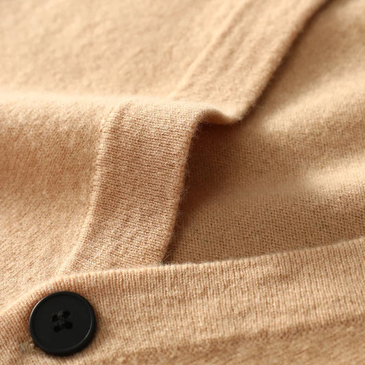 100 % australische importierte Wollstrickjacke für Herren, V-Ausschnitt, Herbst und Winter, lockere Freizeitjacke, modische Farbstreifen, großer Pullover