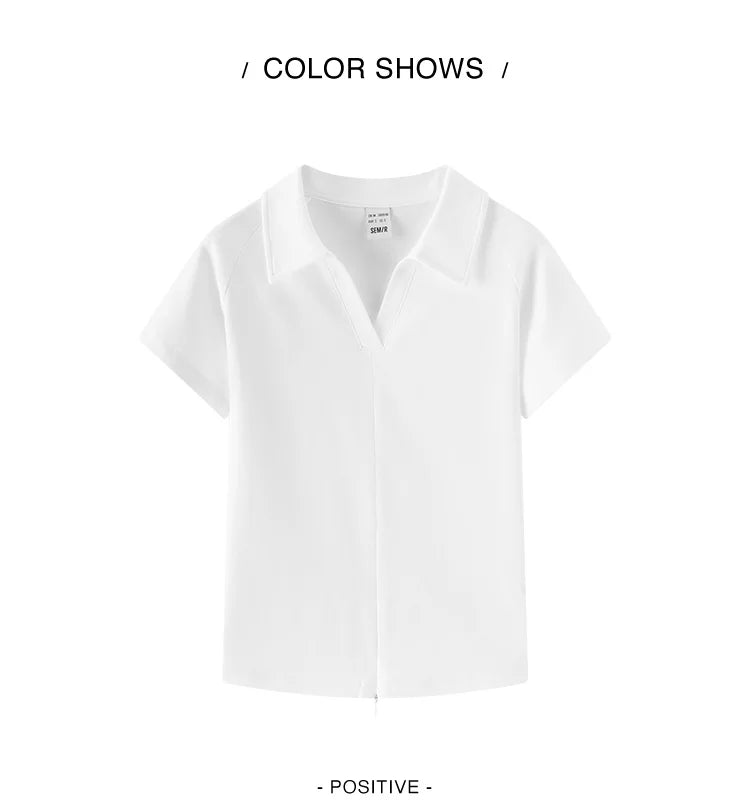 Semir Poloshirt für Damen, abgeschnittene Raglanärmel, schmale Passform, 2025, Sommer, neues einfarbiges Designer-Pendler-Top