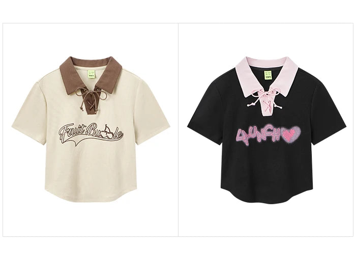 Semir Polo Shirt Frauen Kurzarm Frühling bestickt süß cool Retro Sommer T-Shirt neue Kontrast farbe enges Polo-Shirt