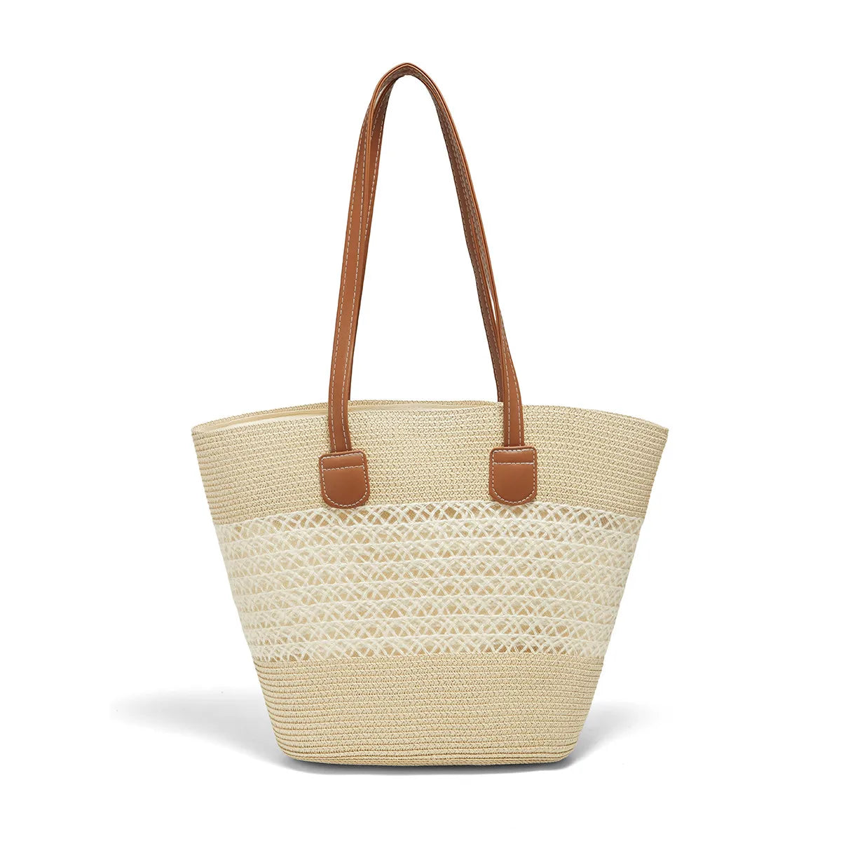 Damen Strandtasche Aus Stroh Mit Reißverschluss Und Großem Fassungsvermögen