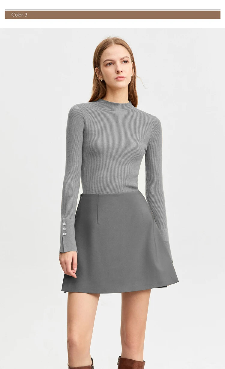 Damen Shorts-Röcke im minimalistischen Stil mit hoher Taille und geradem Schnitt