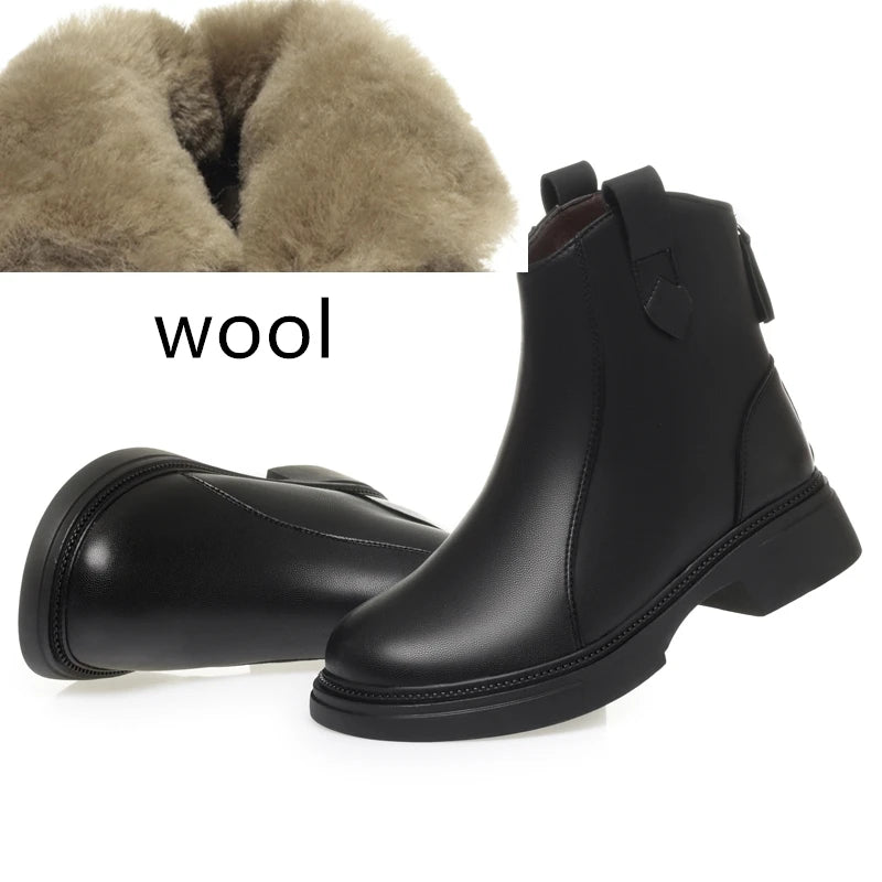 Damen Schnee Stiefel aus Faux Pelz mit rutschfester Sohle und Reißverschluss