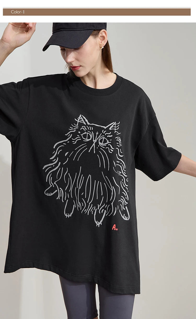 Damen T-Shirt mit Druck im lässigen Rundhals-Stil für das Büro