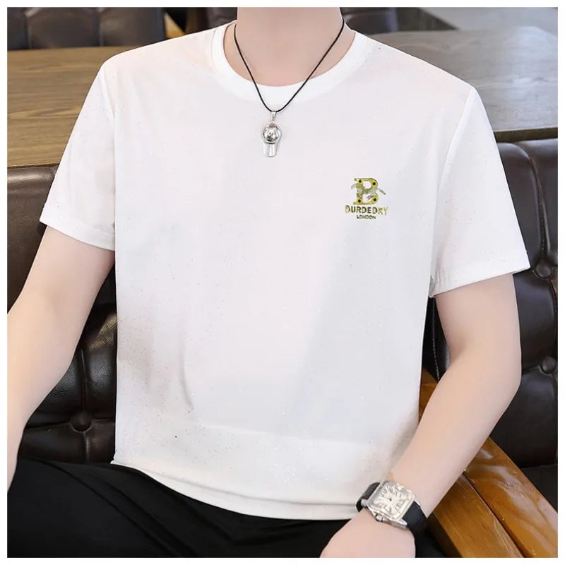 Herren T-Shirt aus glänzendem Stoff mit lässigem Rundhalsausschnitt