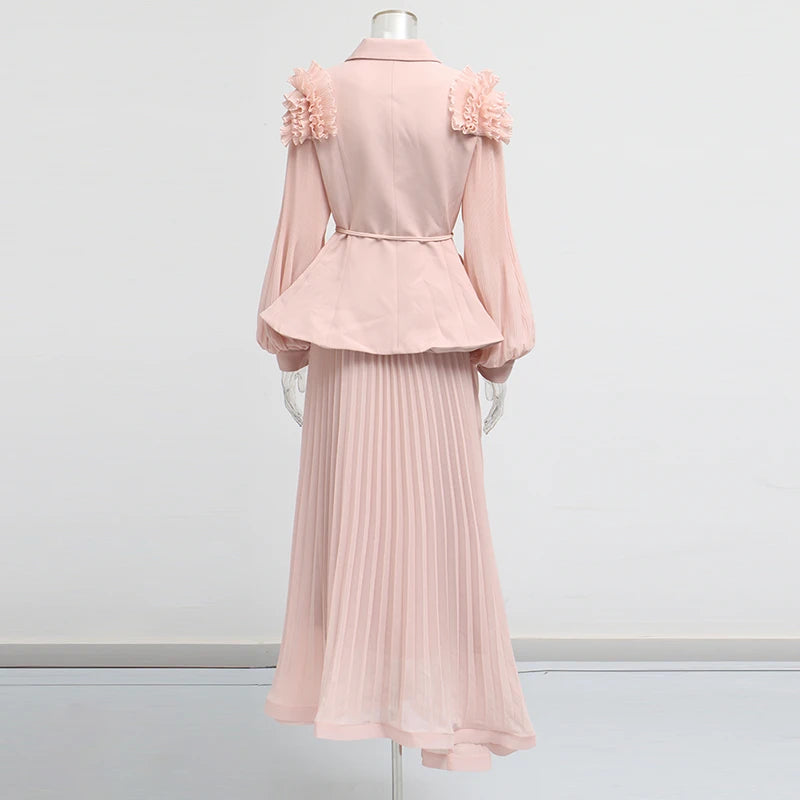 Langärmliges Damen-Patchwork-Kleid mit Rundhalsausschnitt und Polka-Dot-Design – modisch geschnürt