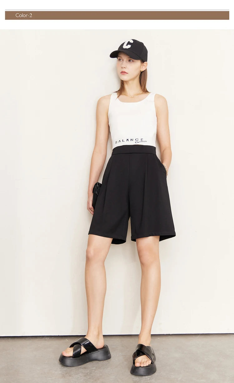 Damen Shorts im Minimalismus-Stil mit elastischer Taille für den Sommer
