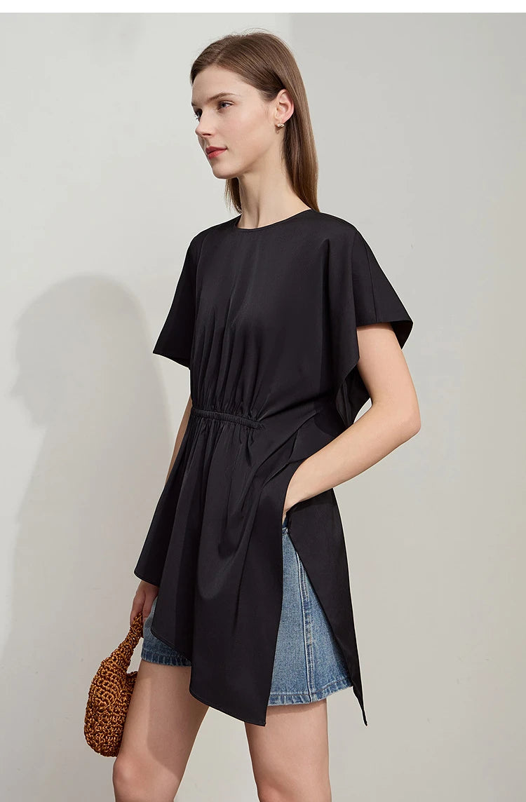 Damen T-Shirt mit rundem Hals und asymmetrischem Design für den Sommer