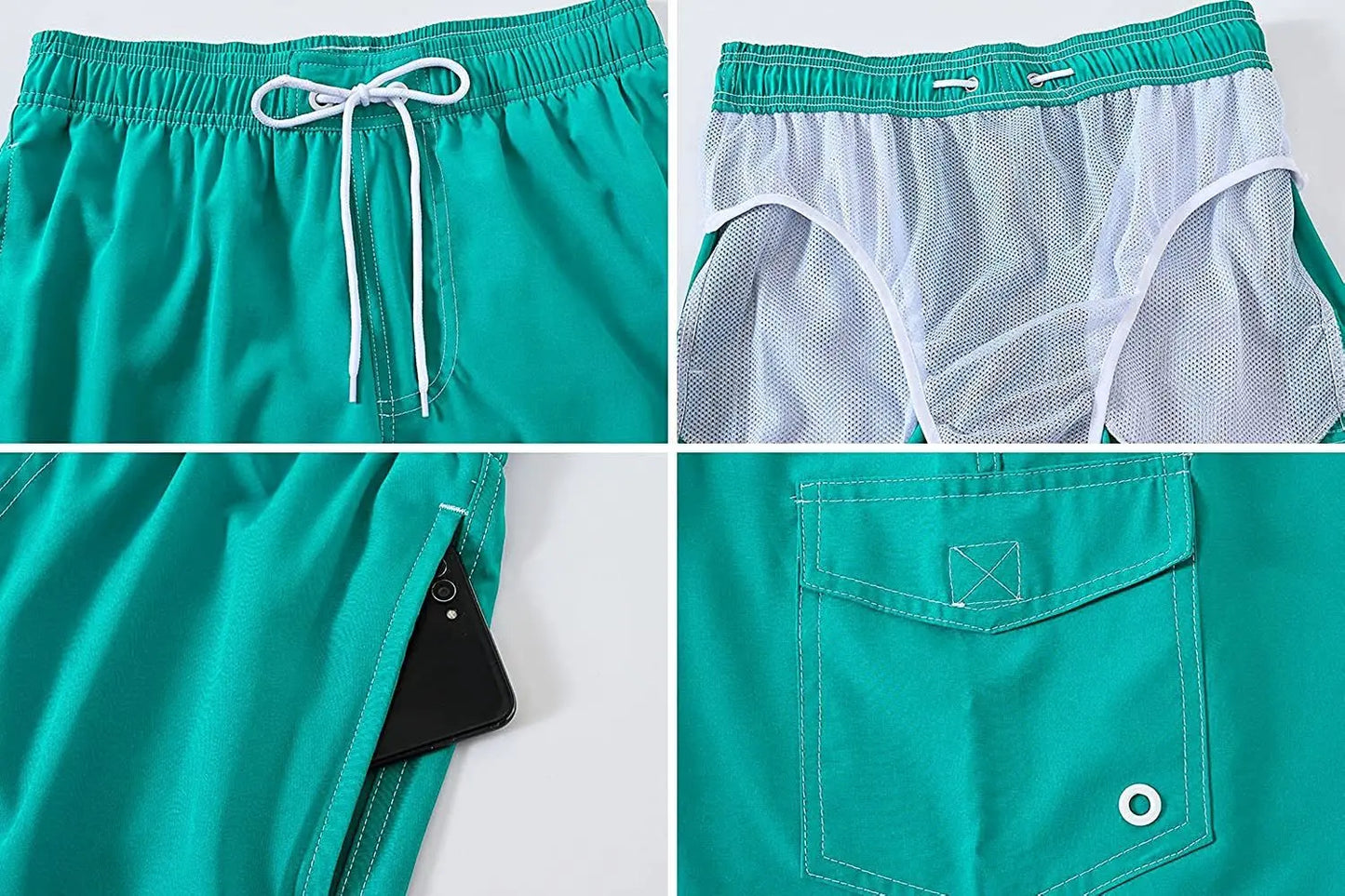 Herren-Badeshorts mit Reißverschlusstaschen und Mesh-Futter – schnelltrocknend für Strand und Sport