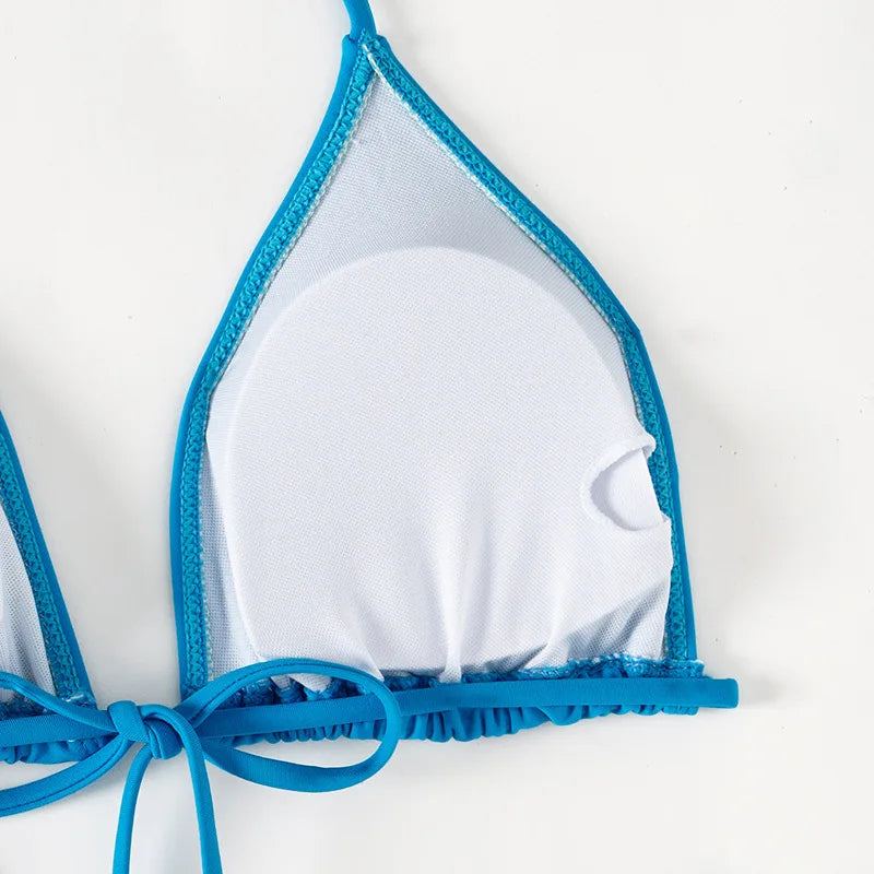 Dreiteiliger Damen-Bikini mit sexy Print und hoch tailliertem Design – ideal für Strand und Pool