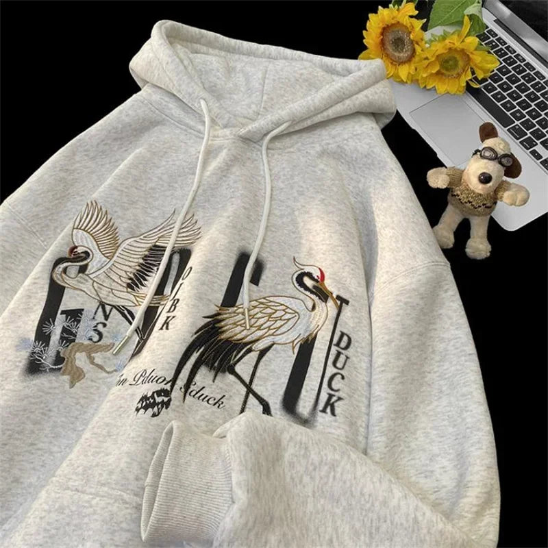 Herren Kapuzenpullover im chinesischen Stil mit Druck und Taschen