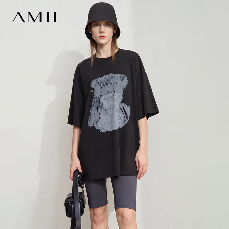 Lässiges Damen-Sommer-T-Shirt aus Baumwolle mit verstellbarem Ausschnitt und Raglanärmeln in Uni-Farbe.