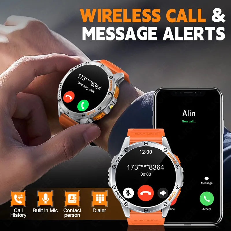LIGE 2025 Neue Outdoor GPS Smart Uhr Männer 1,43 "AMOLED 530 mAh Batterie Militär LED Kompass Taschenlampe 100 + sport Smartwatch Mann