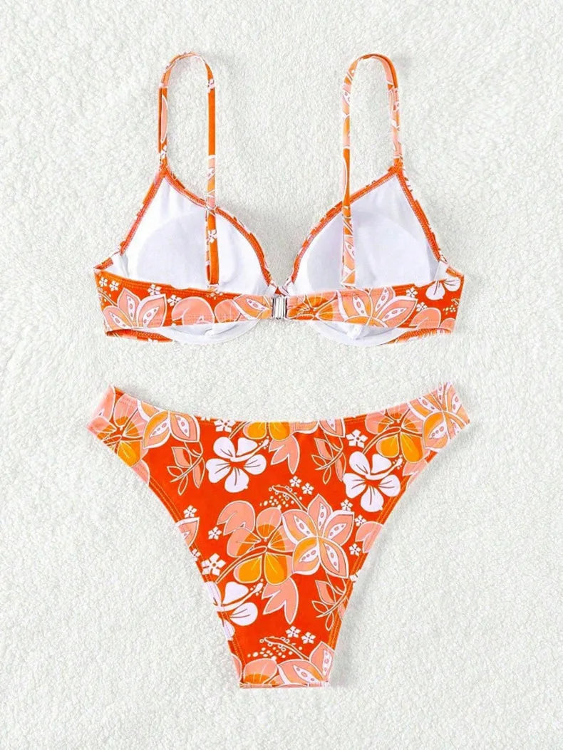 Gestreiftes sexy Bikini-Set mit Push-up-Effekt – ideal für Strand und Pool