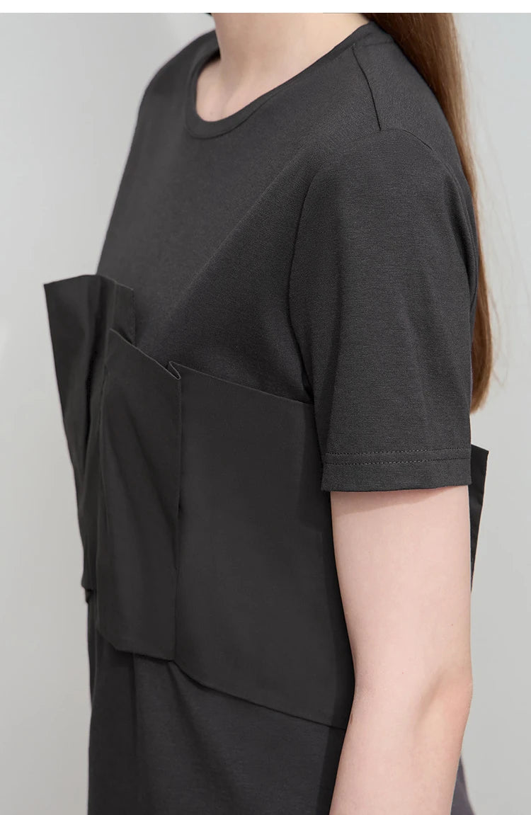 Damen T-Shirt im minimalistischen Stil mit lässigem Komfort und geradem Spleißen