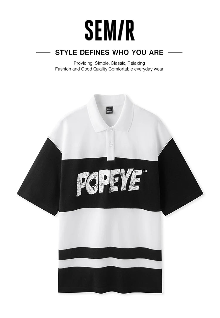 Semir Popeye Collaboration Poloshirt Herren 2025, Sommer, neuer Paar-Stil, übergroßes Polo-Top