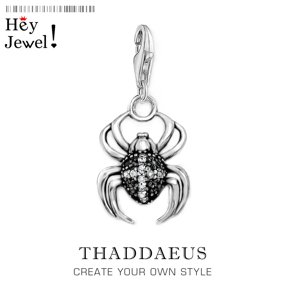 Damen-Charm-Anhänger Spinne Natur Vintage II aus Sterlingsilber