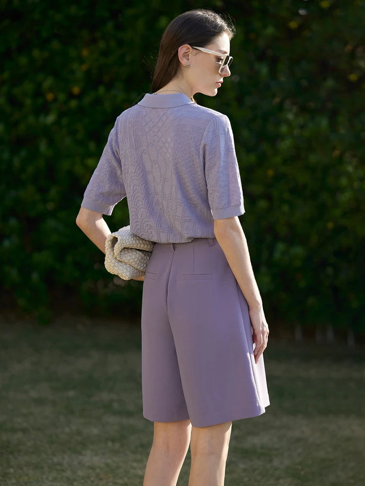 Damen Shorts im minimalistischen Stil für das Büro mit weitem Bein