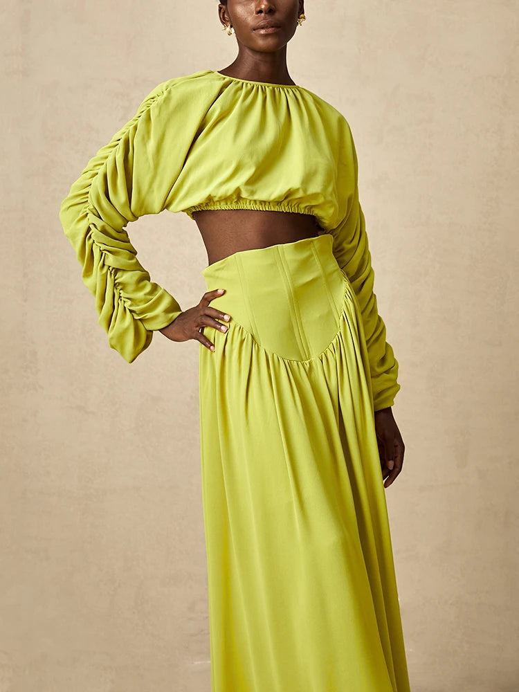 Eleganter Damen-A-Linien-Rock mit hohem Bund und Patchwork-Design im minimalistischen Stil