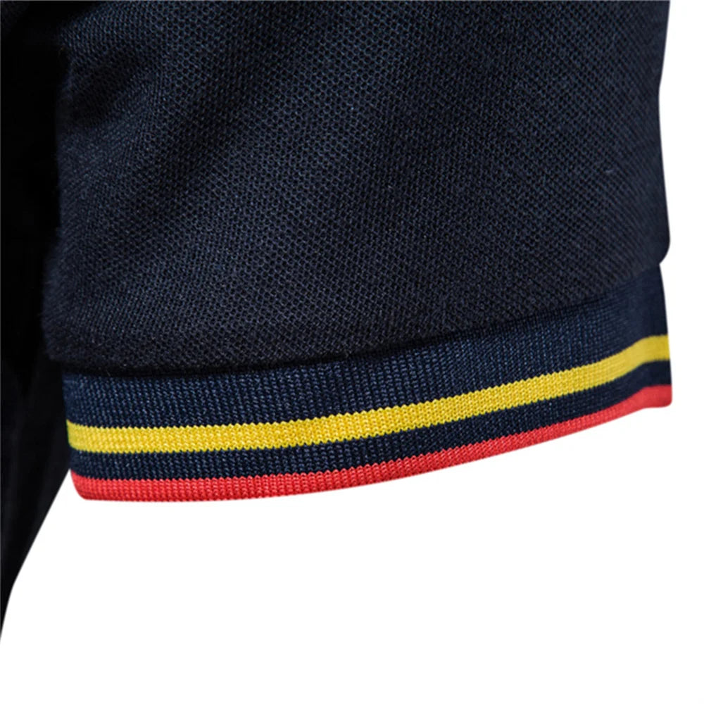 Herren Polo Shirt aus Baumwolle mit fester Hirsch-Stickerei und Kurzarm