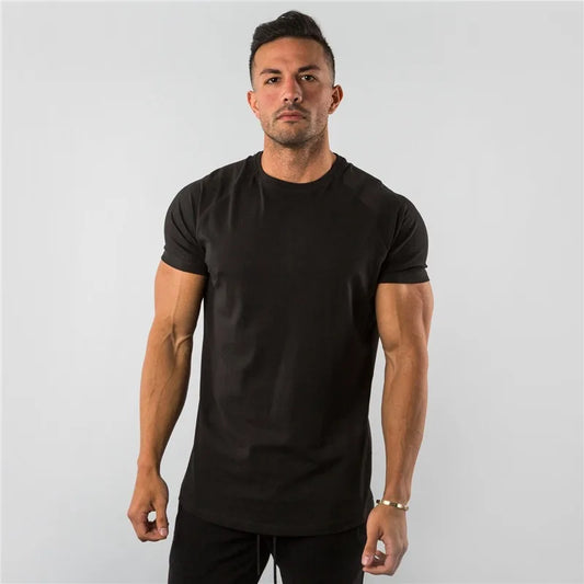 Herren T-Shirt aus Baumwolle mit elastischer Passform für Fitness und Sport