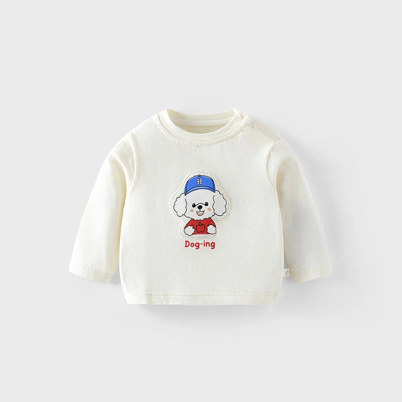 Mädchen T-Shirt im koreanischen Stil mit niedlichem Cartoon-Hundedesign